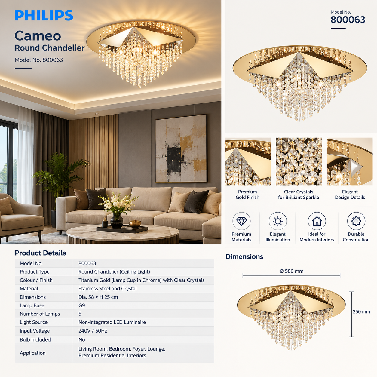800063 PhilipsCAMEO Rd TitaniumGold5H G9