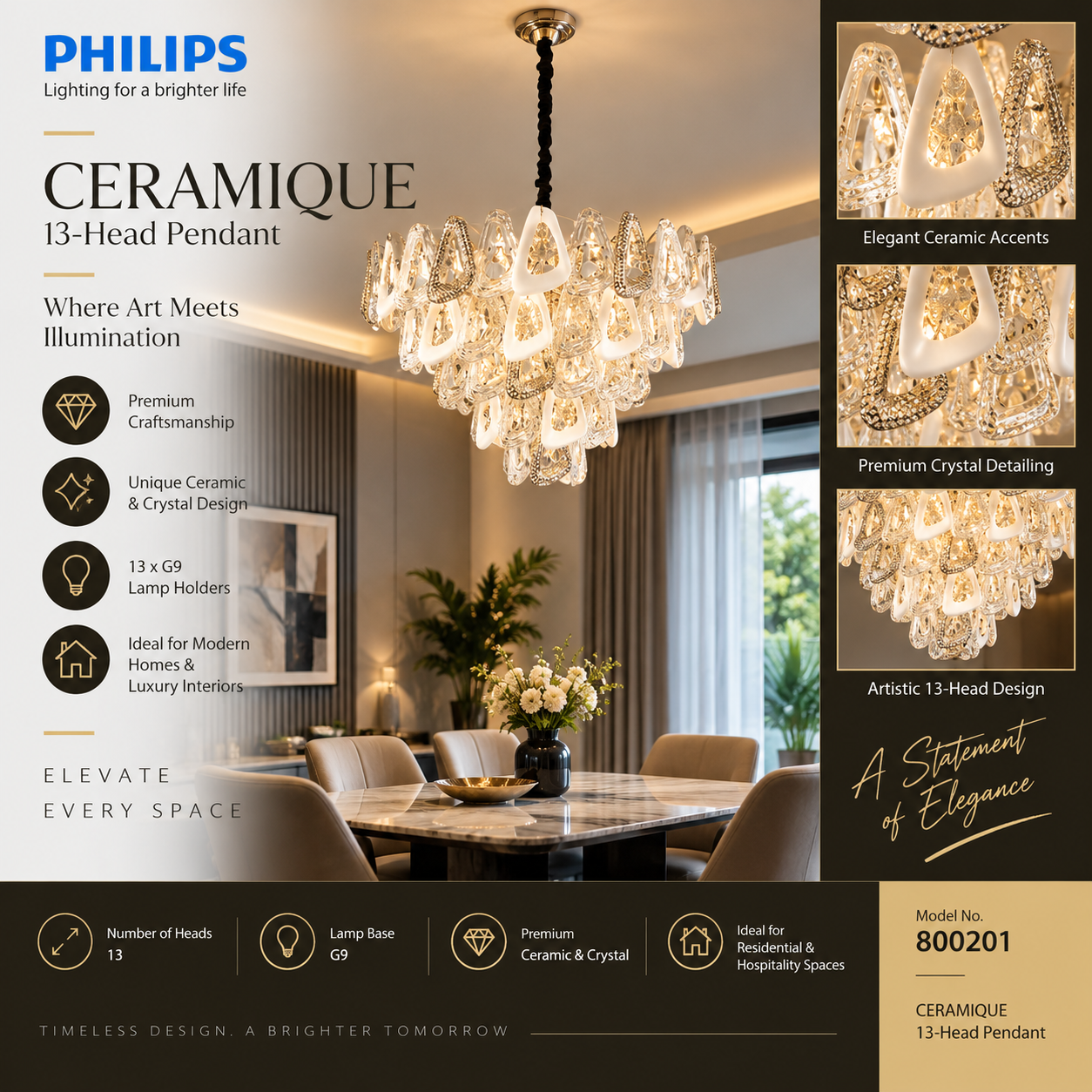 800201 Philips CERAMIQUE Pendant 13H G9i
