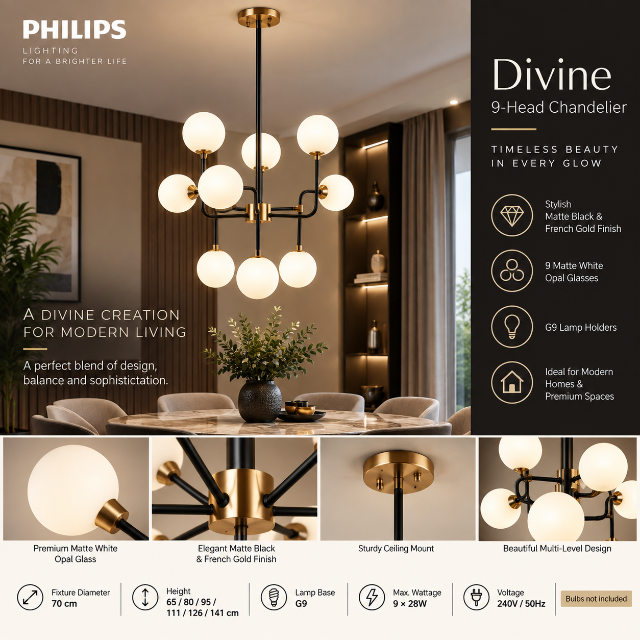 800013 Philips DIVINE 9H Black+FrGold G9