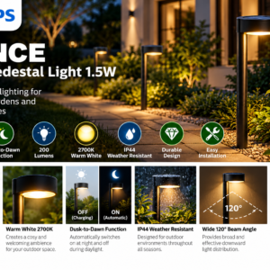 Vynce Solar Pedastal 1.5W 27K BL 06
