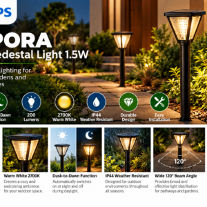 Vapora Solar Pedastal 1.5W 27K BL 06