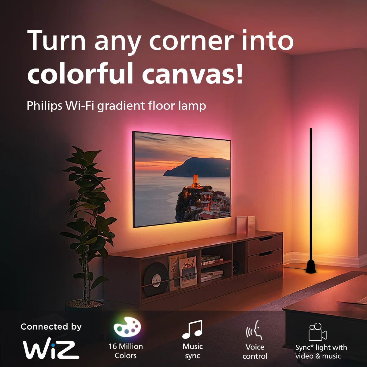 Philips Wi-Fi Gradient Floor Lamp, RGBIC - Image 3
