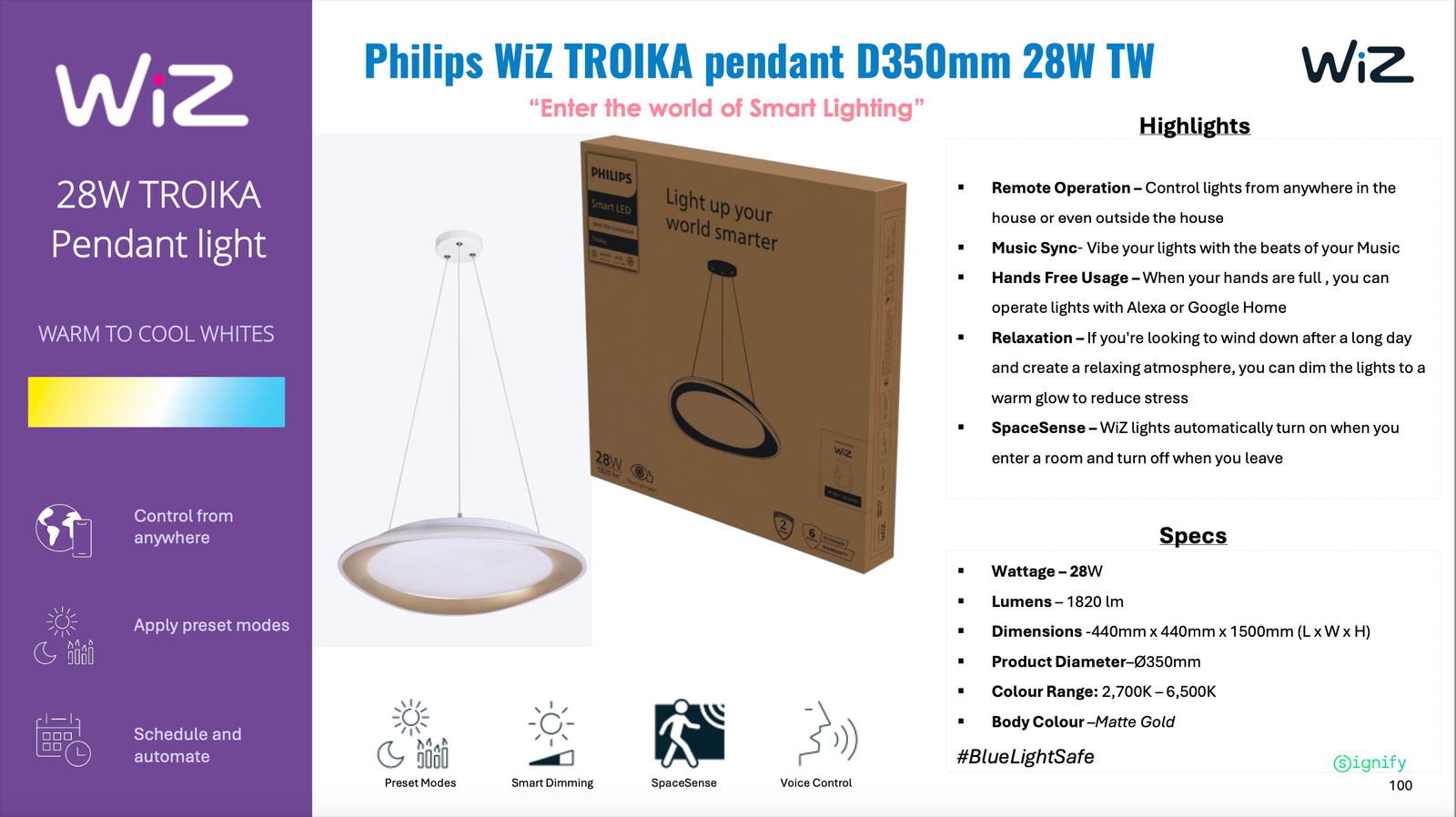 Philips WiZ TROIKA pendant D350mm 28W TW - Image 3