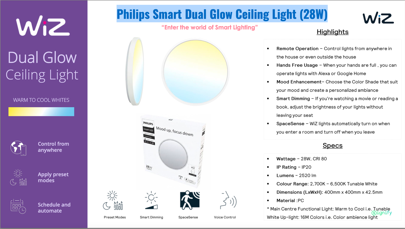 Philips Smart Dual Glow Ceiling Light 28W - Image 4