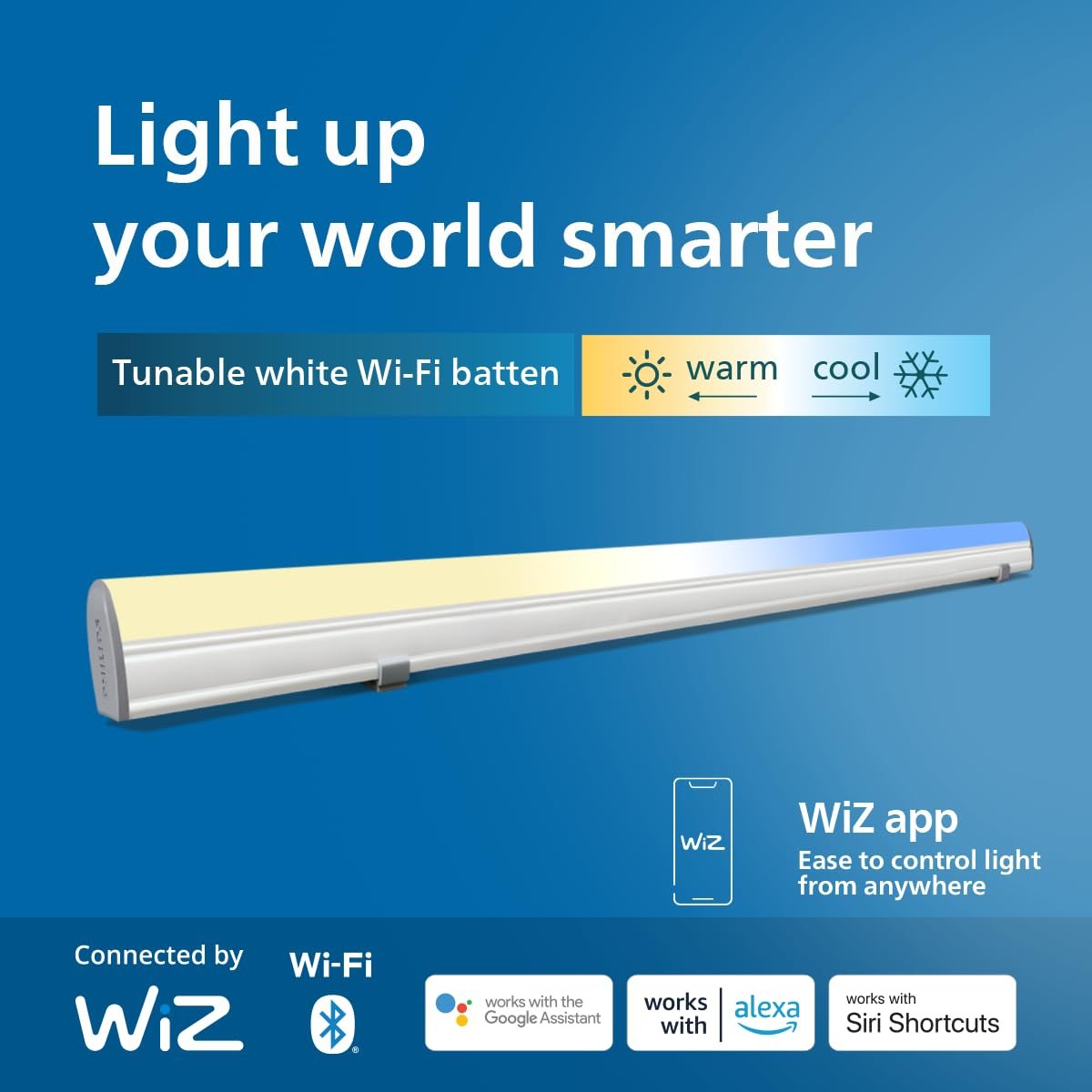 PHILIPS Smart Wi-Fi LED Batten 24-Watt WiZ Connected (Pack of 1) (Shades of White + Tuneable + Dimmable + Pre-Set Modes) (Compatible with Amazon Alexa and google home - Image 3