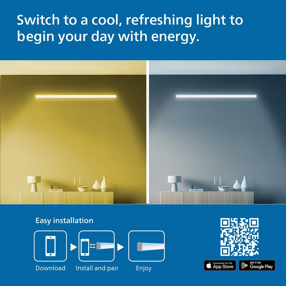 PHILIPS Smart Wi-Fi LED Batten 24-Watt WiZ Connected (Pack of 1) (Shades of White + Tuneable + Dimmable + Pre-Set Modes) (Compatible with Amazon Alexa and google home - Image 4