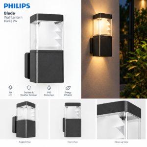 58172 PHILIPS Blade Wall Lantern Black9W