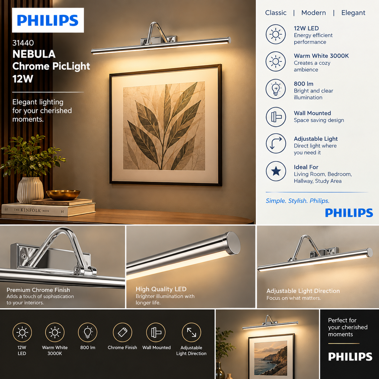 31440 PHILIPS Nebula Chrome PicLight 12W
