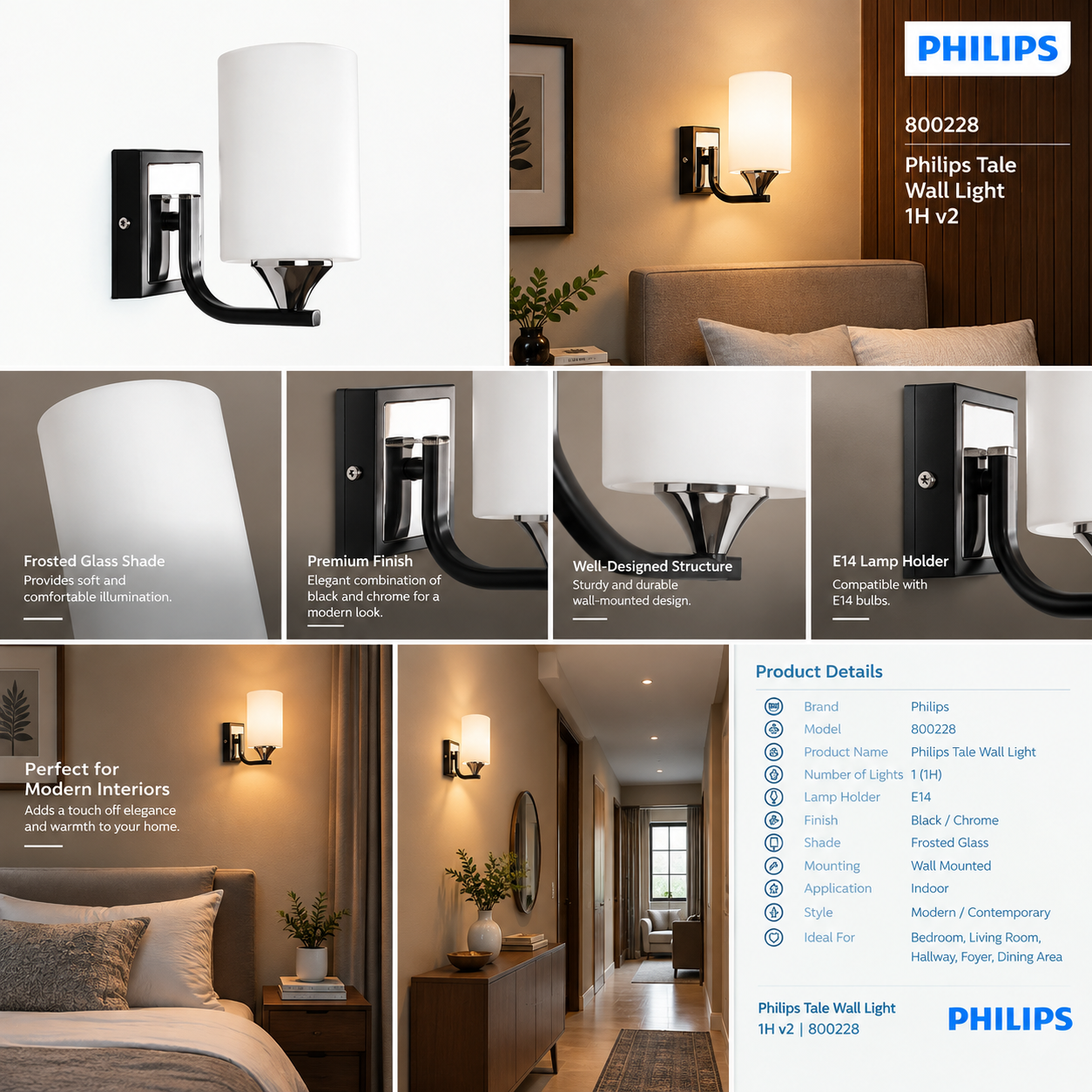800228 PHILIPS Tale Wall Light 1H v2