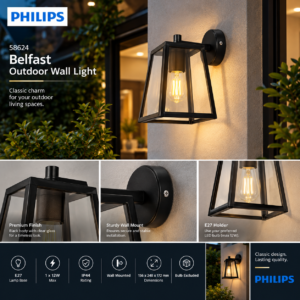 800048 Philips SERENE Clear WallLightE27