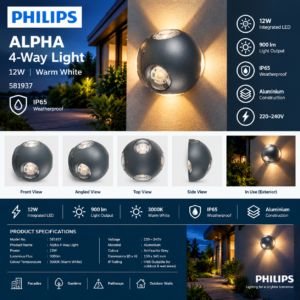 581937 PHILIPS Alpha 4-Way Light 12W WW