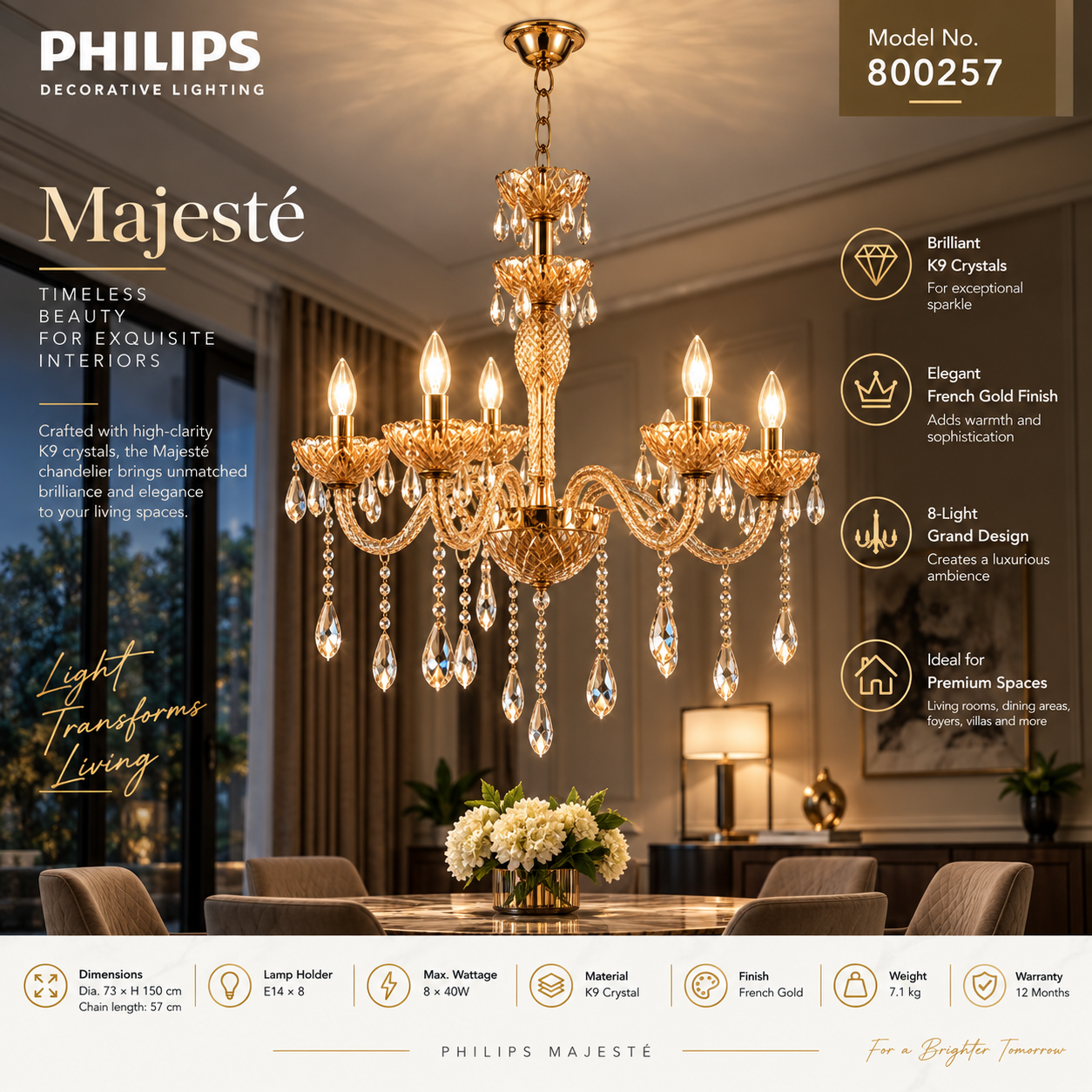 800257 Philips Majesté K9 8H E14 FrGold - Image 2