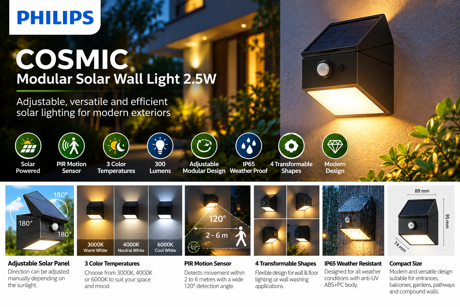 Philips SunStead COSMIC ModularWall 2.5W solar