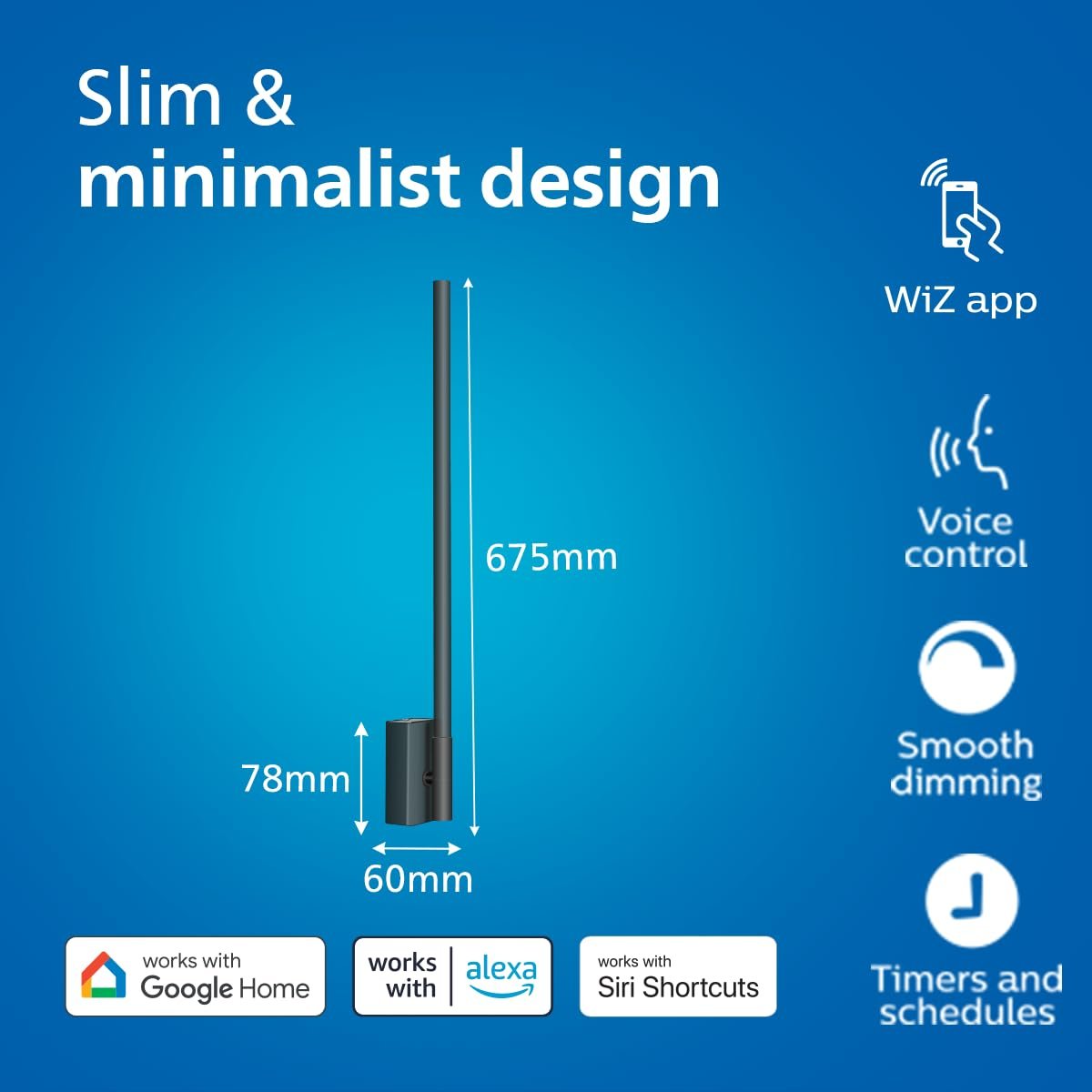PHILIPS Wi-Fi Ebony Pro 5W RGBIC Smart Wall Light | Multicolor Segment Control | App & Voice Control | Alexa & Google Assistant Compatible - Image 2