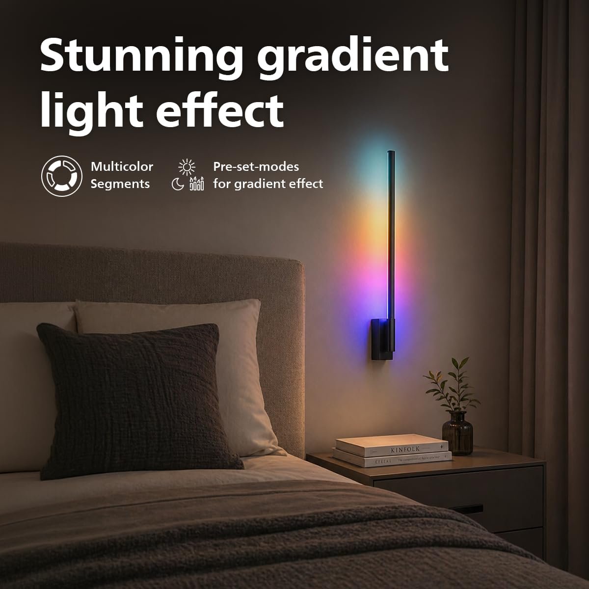 PHILIPS Wi-Fi Ebony Pro 5W RGBIC Smart Wall Light | Multicolor Segment Control | App & Voice Control | Alexa & Google Assistant Compatible - Image 8