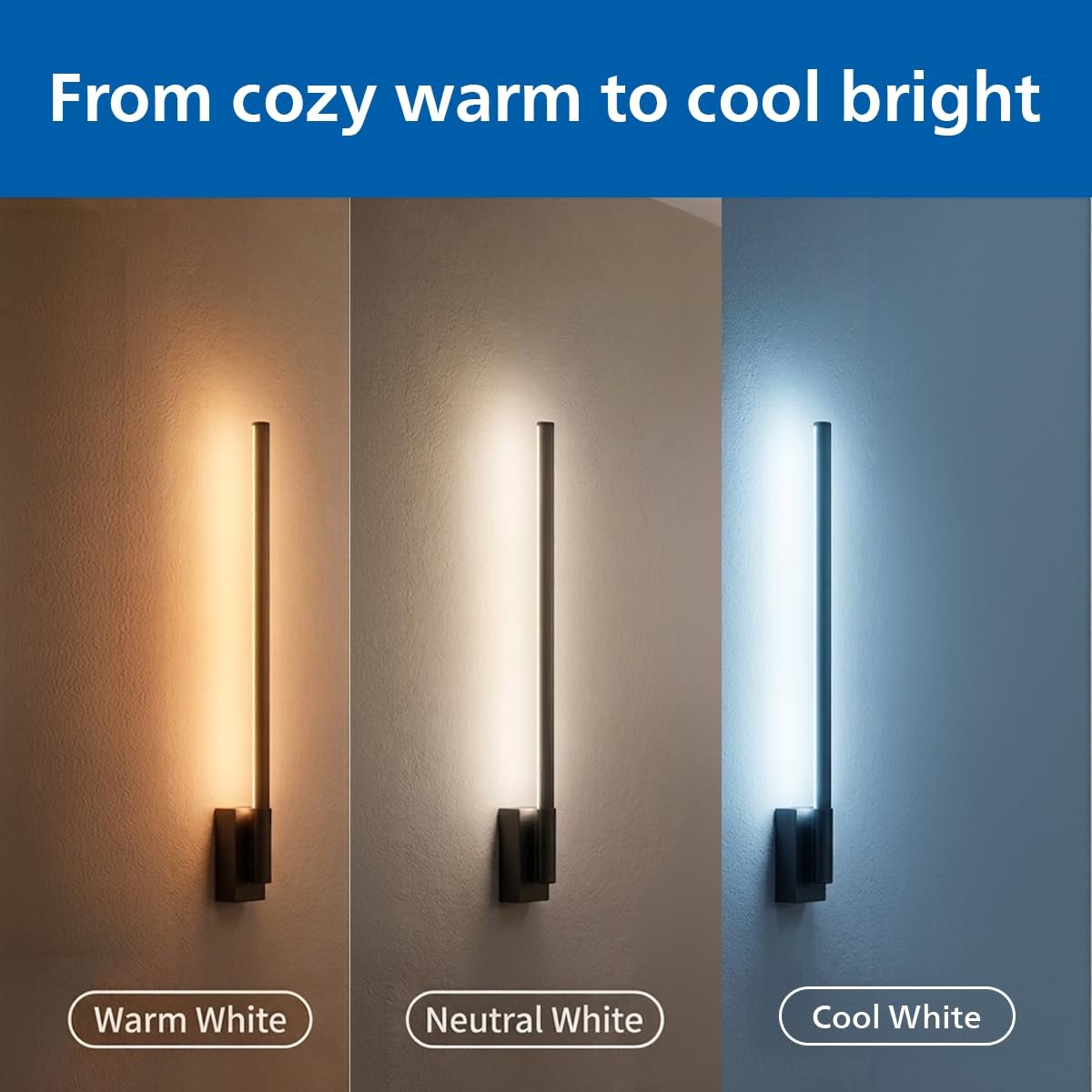 PHILIPS Wi-Fi Ebony Pro 5W RGBIC Smart Wall Light | Multicolor Segment Control | App & Voice Control | Alexa & Google Assistant Compatible - Image 4