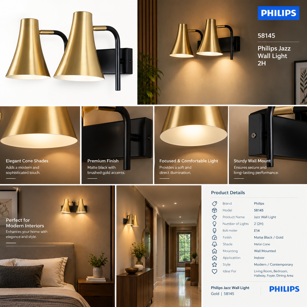 58145 PHILIPS Jazz Wall Light 2H