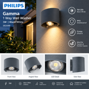 582088 PHILIPS Gamma 1WayWallWasher3W WW