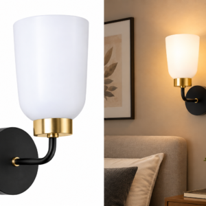 800132 Philips GLOW Blk&Brass wall light